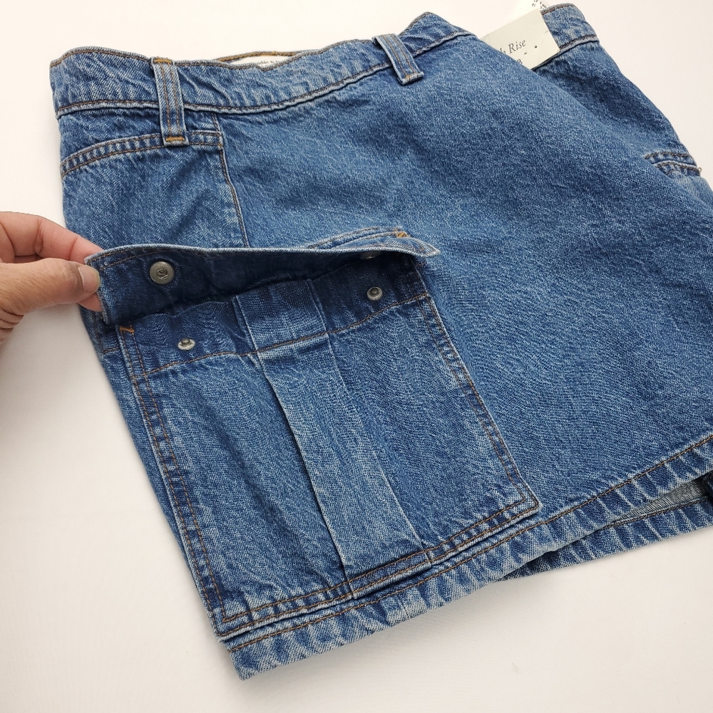 NEW Abercrombie & Fitch High Rise Denim Cargo Mini Skirt Size 34/18 - Picture 8 of 14